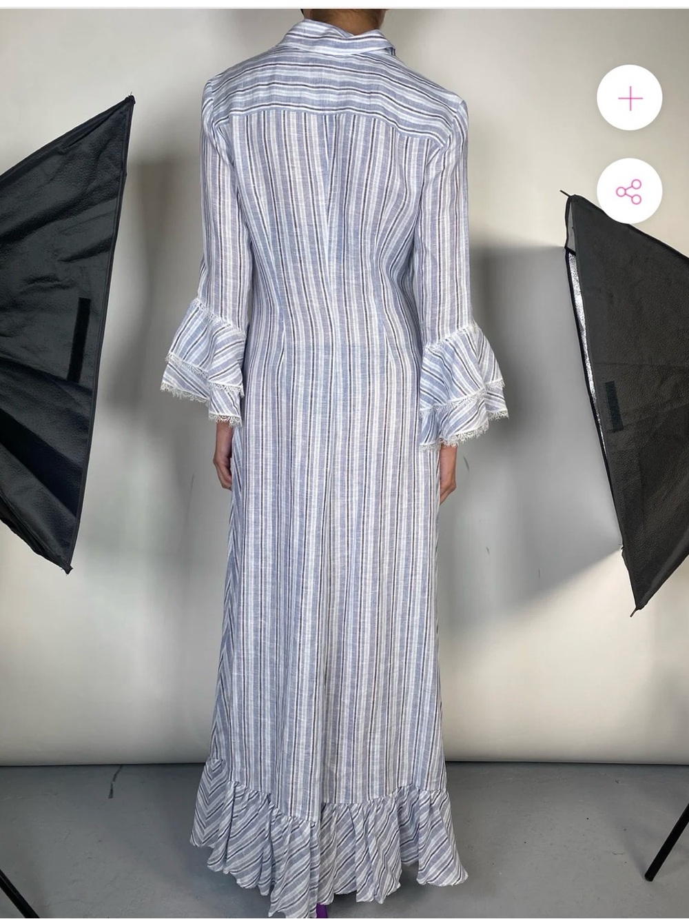 Ermanno Scervino Light Blue Striped Ruffle Maxi Dress - Picture 4 of 10